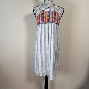 THML 100% Cotton Embroidered Stripe Halter Mini Dress (FTM1182)